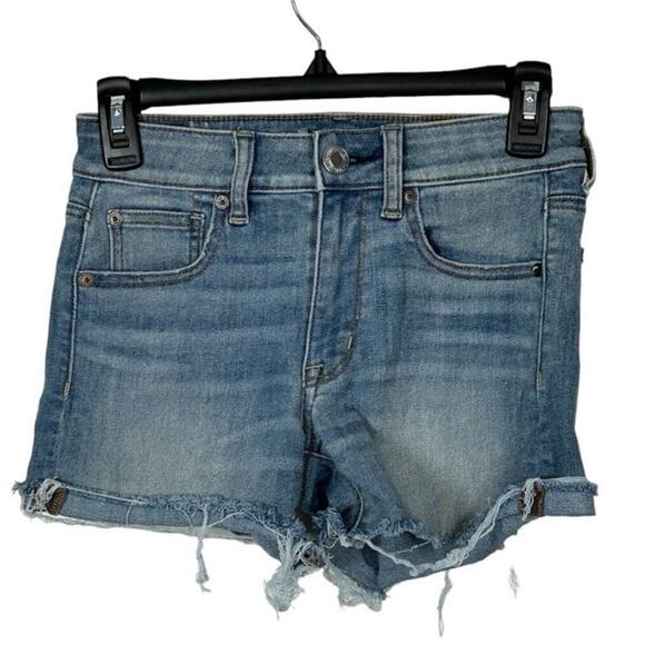American Eagle Super Stretch Hi-Rise Shortie Denim Shorts Size 2 - Picture 10 of 11
